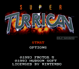 Super Turrican (Europe) Title Screen